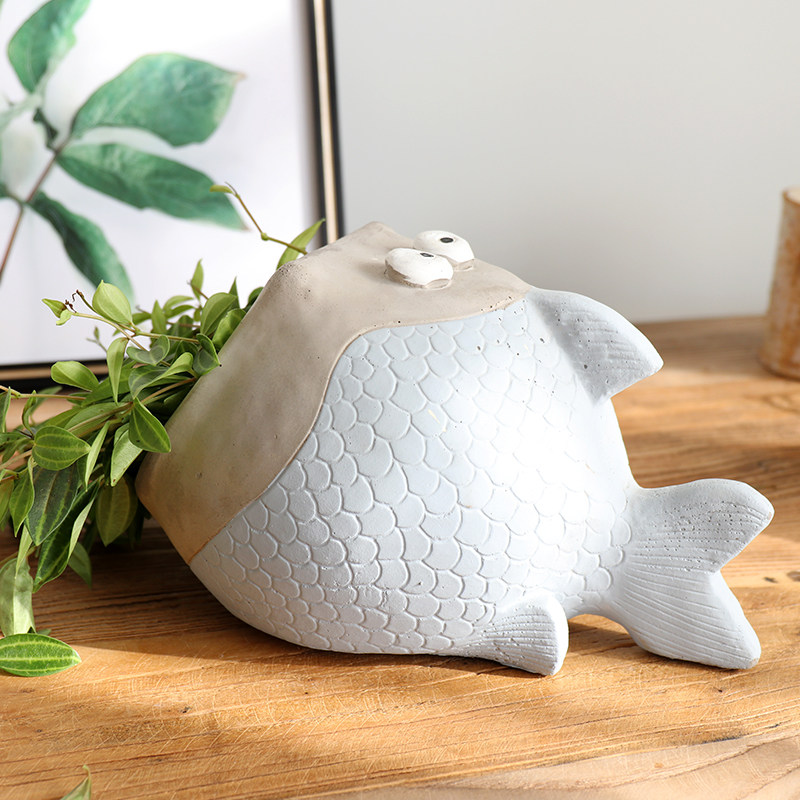 Large Mouth Fish Floral Super Cute Series Multi Meat Flowerpots Balcony Garden Decoration Pendulum with green plant Hanging Potted Meat cultivation