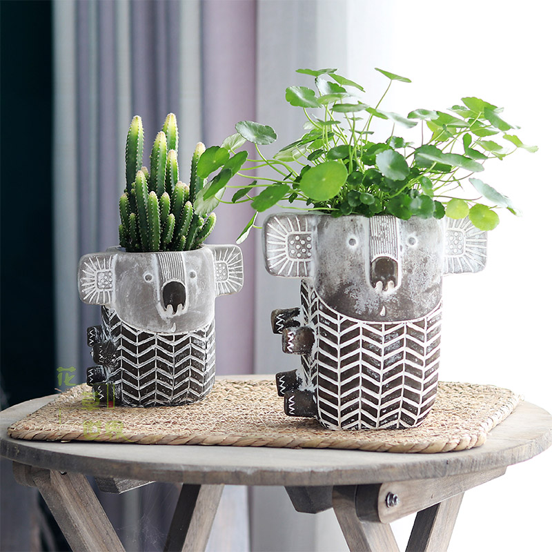 Creative Abstraction Corra Cement Flower Pot Meng Meat Florator Tabletop Pendulum with garden Balcony Decorate Green Plant