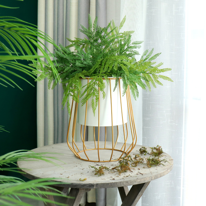 Nordic Golden Iron Art Bracket Flower Barrel Mesh Red metal floor flower pots Decorative Floral Pendulum with flower arrangements Potted plants