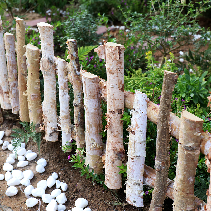 White Birch Wood Fence Outdoor Patio Fencing Villa garden Decorative Fence Lawn Vegetable Garden Inserts Flowers Shelf Partition