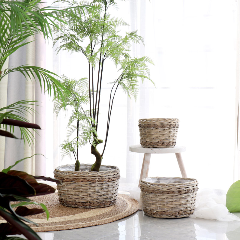 Retro-field garden vines choreograpeaceae choreograpes with flower baskets in pure hand woven flower baskets green plant large trekking parlor livingroom Balcony Decoration