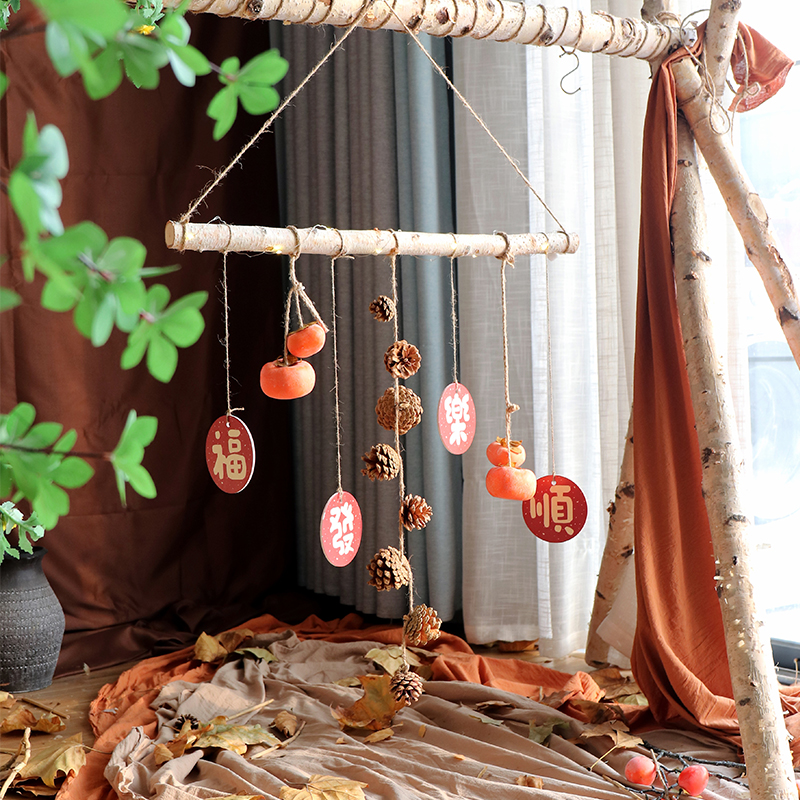 Senshi birch simulation persimmon mounted wall decoration festival dress cloth atmosphere hanging parts
