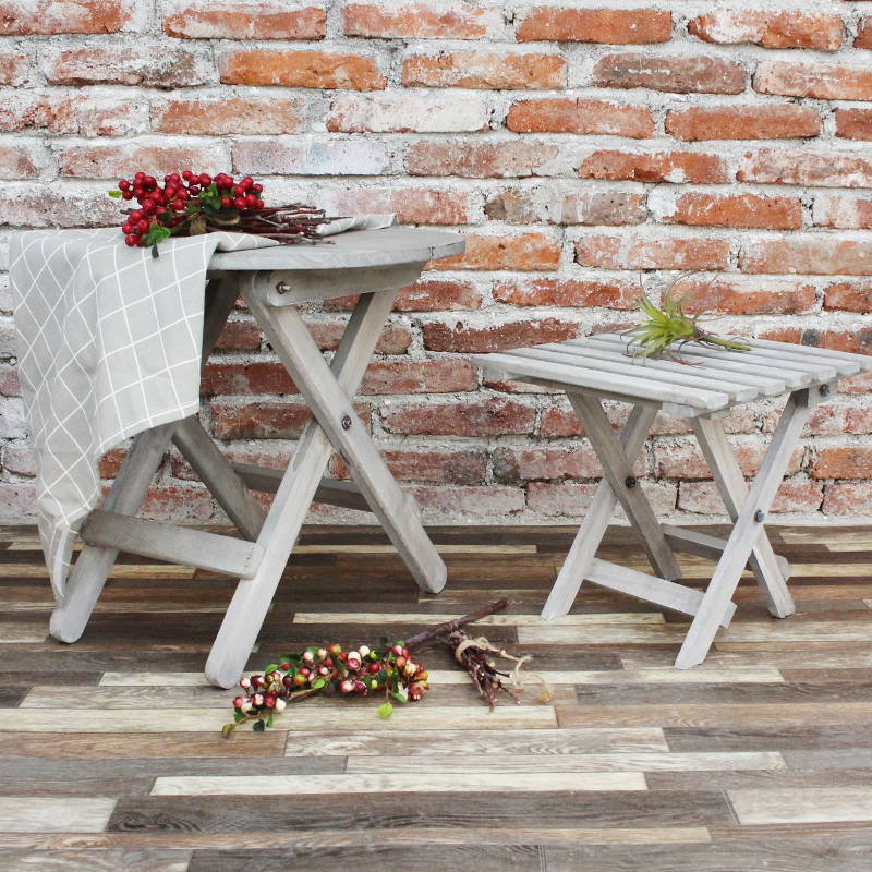 Country Wind Creative Renaissance Down old folded solid wood small round table balcony garden garden window decoration table