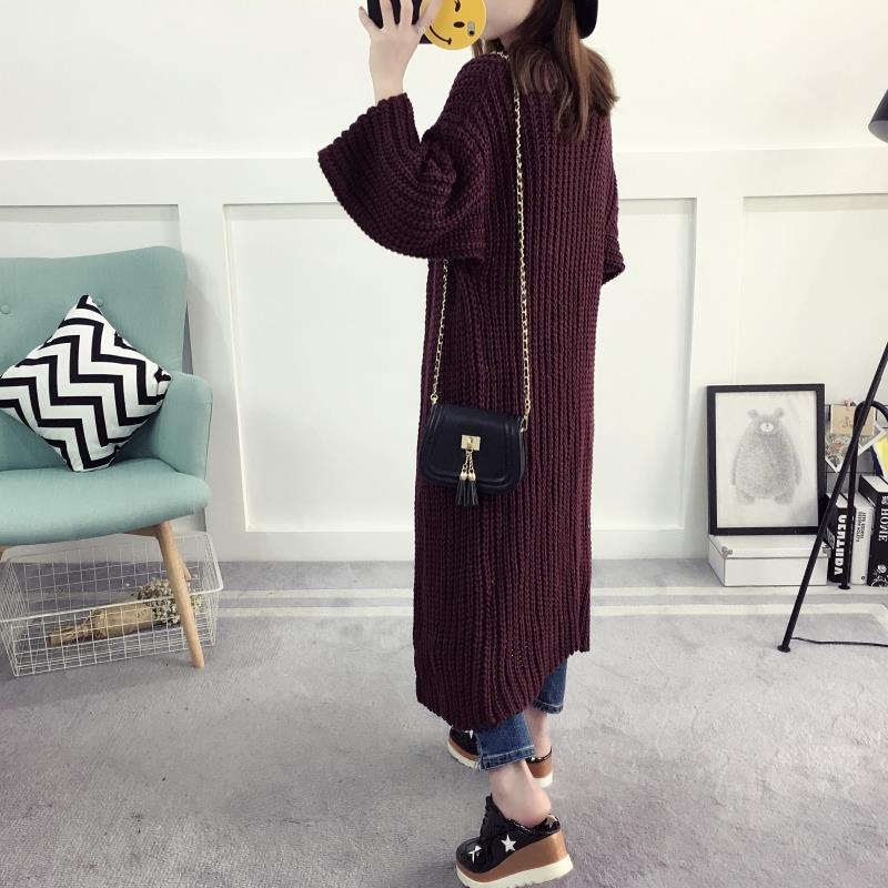 2018 mùa xuân dài dày kim áo len của phụ nữ cardigan áo len coat dài slim slimming shawl coat áo cardigan nữ dáng dài