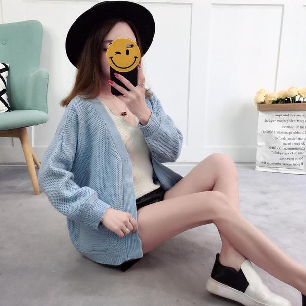 2018 mỏng phần khăn choàng nhỏ dài tay phiên bản Hàn Quốc của áo len nữ cỡ lớn hoang dã áo len nữ ngắn đoạn mùa xuân và áo len mùa thu thủy triều áo khoác len nữ mỏng