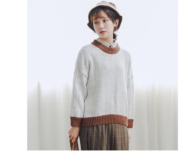 Mùa xuân 2018 mới nhỏ tươi hoang dã cổ tròn áo len áo len nữ mẫu lỏng ngắn đoạn ấm sinh viên bên trong mất thương hiệu thời trang nữ