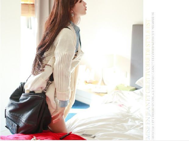 Xuân 2018 thời trang mới thời trang mới của phụ nữ Hàn Quốc áo dài và cổ dài Áo len mỏng cổ chữ V áo len kiểu