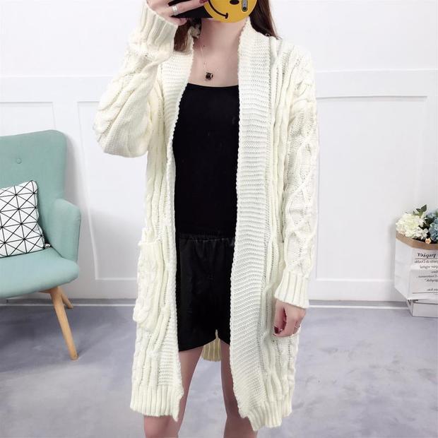Áo len nữ mùa thu dài đan lỏng phiên bản Hàn Quốc của mùa thu và mùa đông dày dày áo len xoắn dày áo len cao cổ nữ hàn quốc