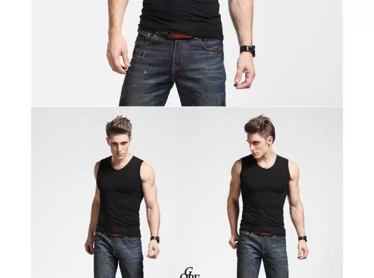 Áo vest nam cổ chữ V rộng cổ Hàn Quốc cotton nam không tay vest gà cổ áo cotton thể thao đáy mùa hè áo lông cừu
