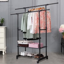 Clothes rack Household folding drying rack Stainless steel floor telescopic single and double rod assembly balcony transfer hanger lifting