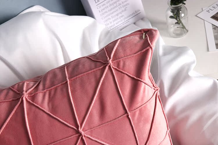 Bắc Âu nhung gối gối sofa xe nội thất phòng khách gối đồng bằng đệm đặt rắn màu gối vuông - Trở lại đệm / Bolsters Gối ngủ đa năng dành cho nhân viên văn phòng