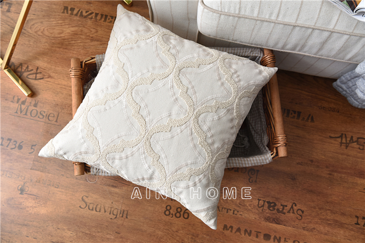 Đồng bằng thêu thêu gối Bắc Âu cotton và vải lanh thêu đơn giản đệm vuông có thể tháo rời và có thể giặt đệm eo - Trở lại đệm / Bolsters gối tựa lưng sofa cao cấp