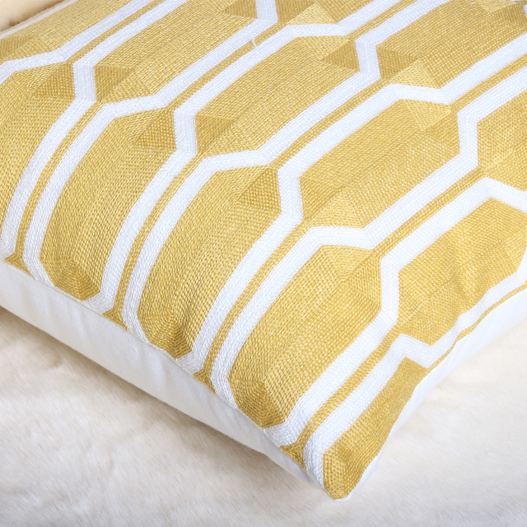 phòng khách cửa sổ sofa đệm vịnh Bắc Âu đơn giản hình học thêu hoa vàng bông gối đệm bìa eo gối - Trở lại đệm / Bolsters gối vuông tựa lưng