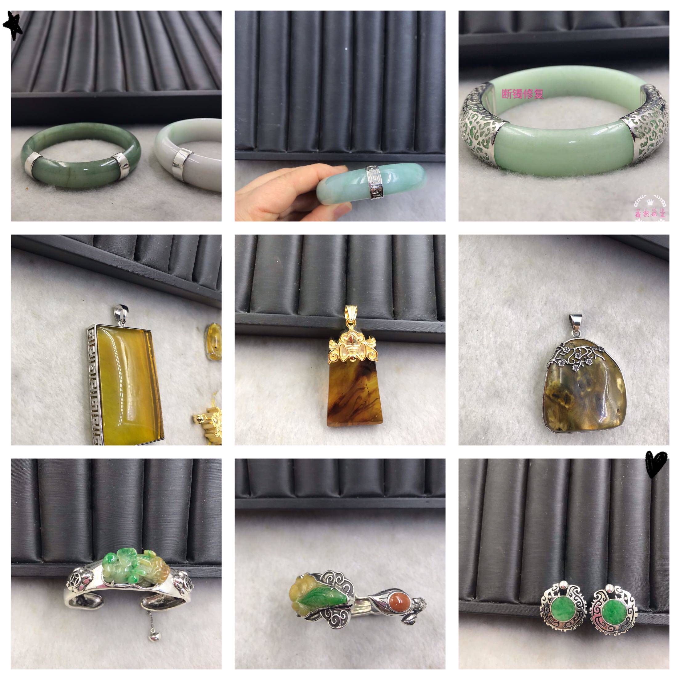 Inlaid processing custom 925 silver k gold ring pendant bracelet jade beeswax wolf tooth all kinds of irregular gemstone holder