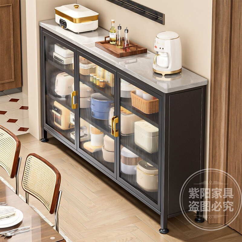 Kitchen Narrow Gap Rock Slab Sideboard Storage Cabinet, Multi-Layer Floor-Standing Shelf, Ultra-Narrow Side Cabinet, Multifunctional Microwave Storage