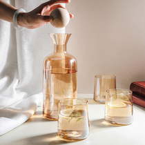 Nordic creative cool kettle glass high temperature resistant home living room cold white open kettle cup set juice pot