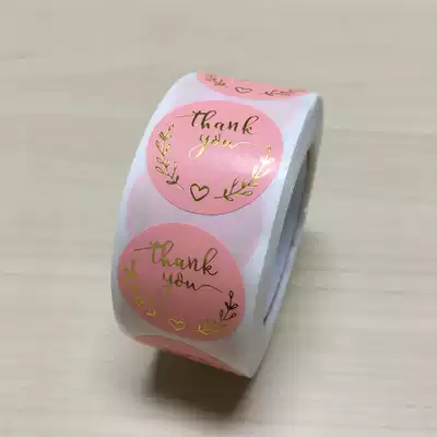Custom foreign trade rolls, pink round self-adhesive stickers, baking decoration, handmade labels