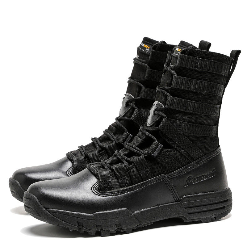 Tactical Tom Domestic Outdoor Sports Army Meme Tactical Combat Boots SFB Ultralight Boots Black Bright Light Leather Face War Boots