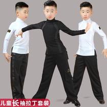Mens Spring and Summer Latin dance suit Suit Boys  long sleeves Modern dance competition performance grading practice regulations