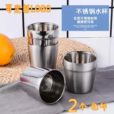 304 stainless steel double small Cup Tea Cup Coffee Cup heat insulation children kindergarten mouth cup anti-hot drop