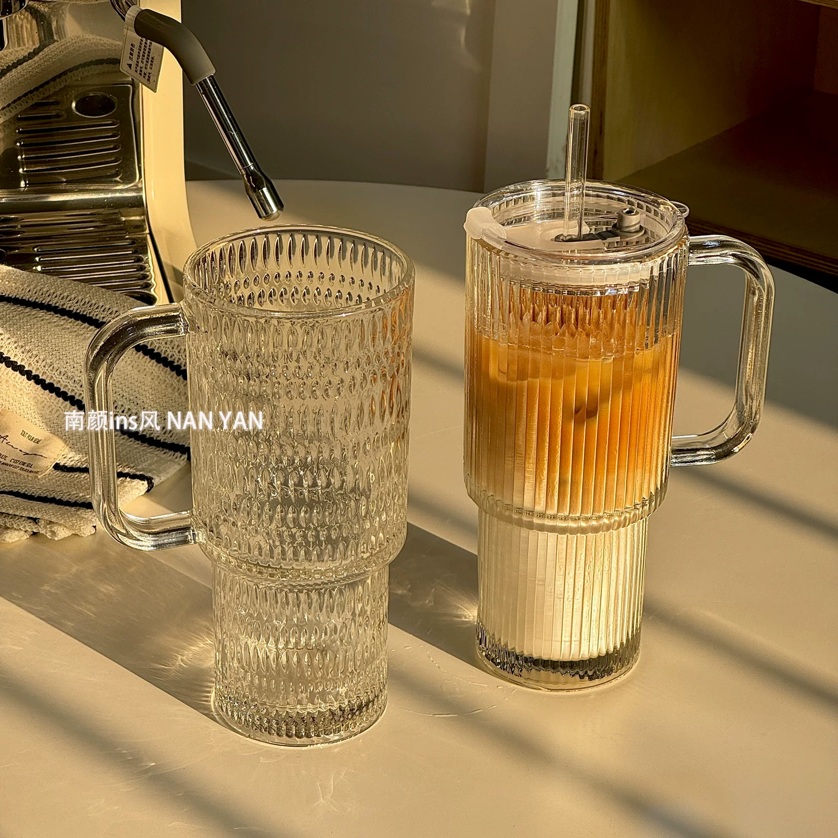 Capacious high quality coffee glass with glass
