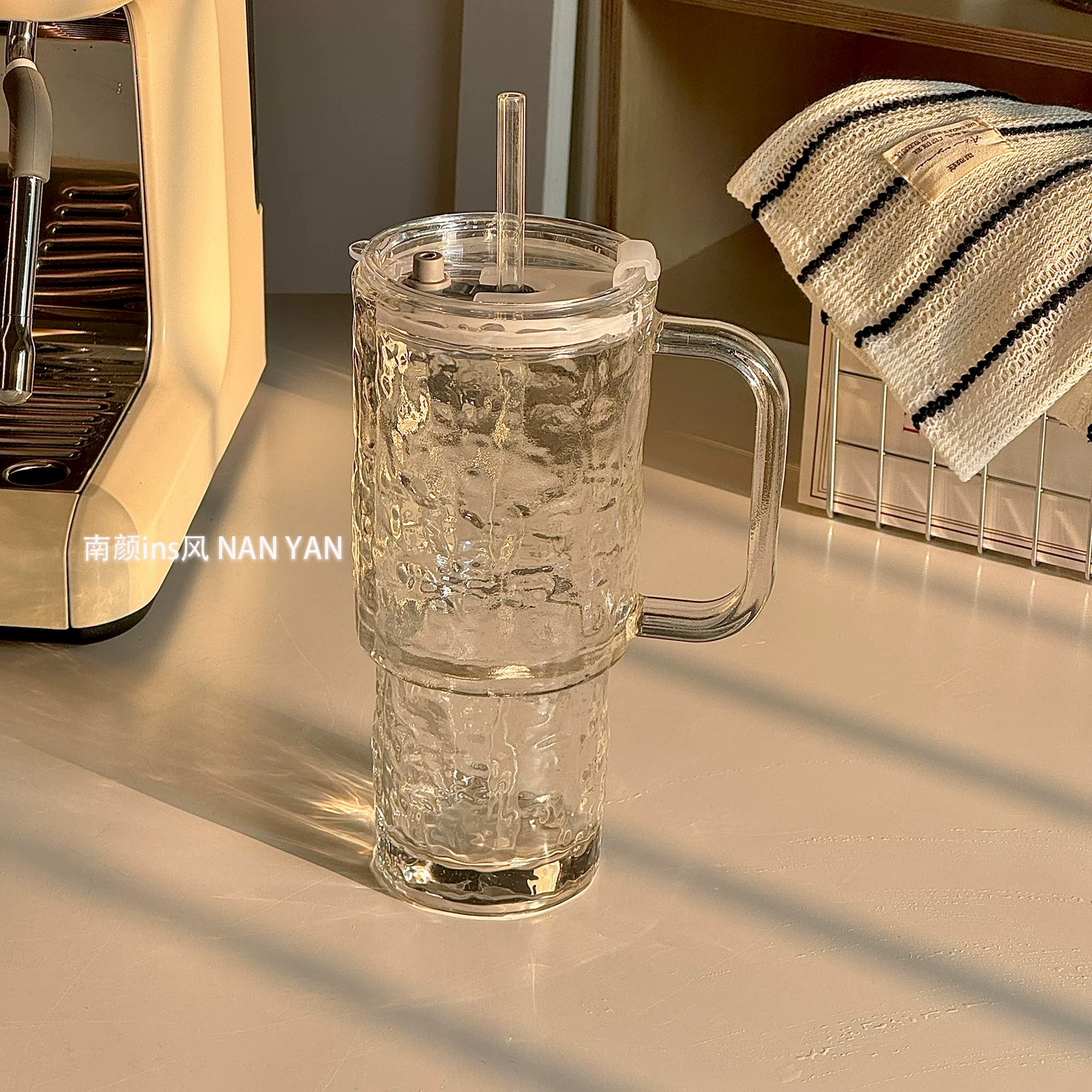 Capacious high quality coffee glass with glass