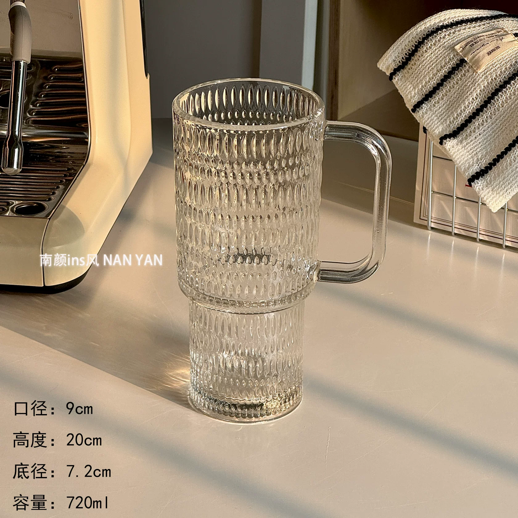 Capacious high quality coffee glass with glass