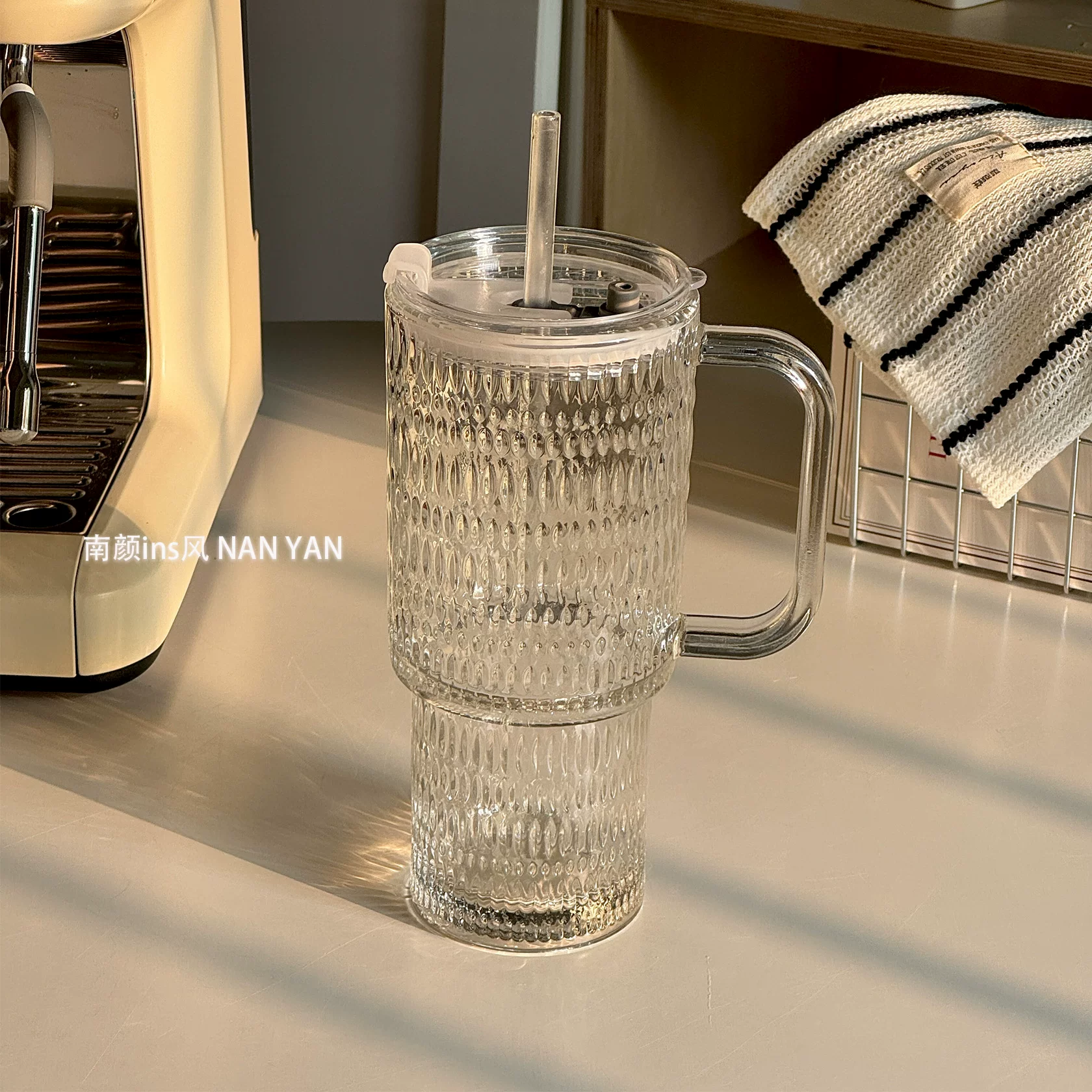 Capacious high quality coffee glass with glass