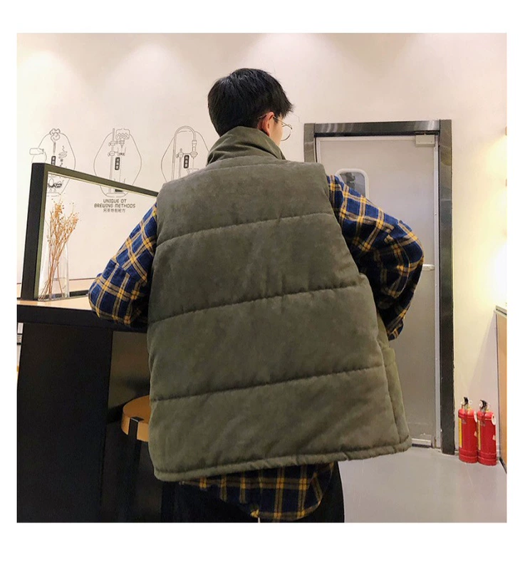 Áo khoác nhung nam sinh viên vest dày phiên bản Hàn Quốc của xu hướng cotton mùa thu đông bộ vest nam cho người trung tuổi