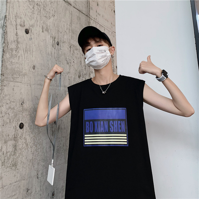 Summer in ed / h-shirt nam Hồng Kông phong cách insp10 lều tuổi teen lỏng hip-hop thường không tay T-shirt