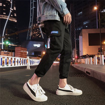 Harajuku autumn nine-point pants mens loose overalls straight casual pants Korean version of the trend bf style hip-hop pants men