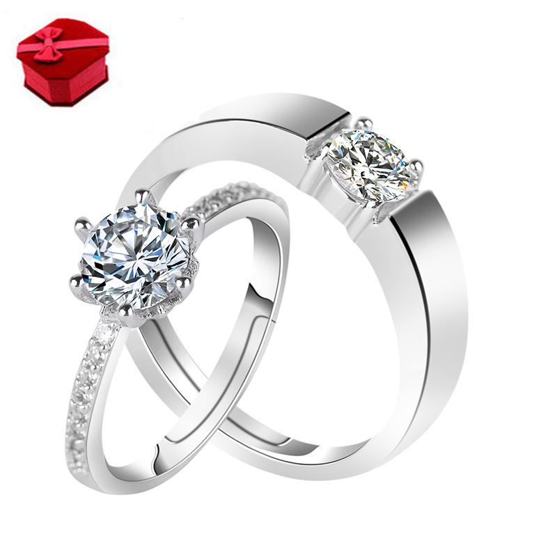 Nhẫn cưới đạo cụ nhẫn đôi nhẫn cưới cung cấp cặp nhẫn mô phỏng nhẫn kim cương giả một cặp mở nam nữ trang sức nhẫn cưới bạch kim