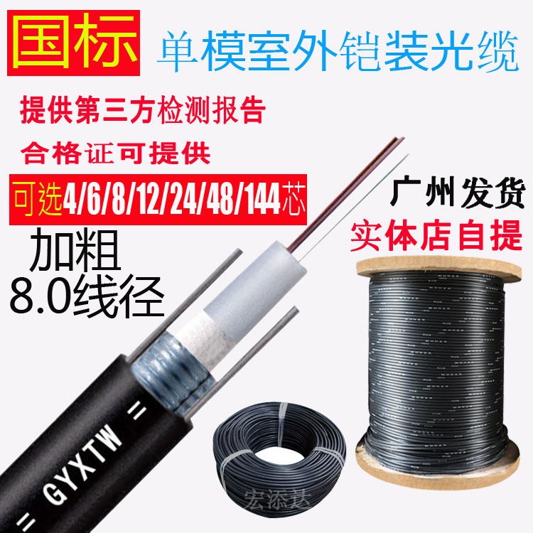 National Standard Outdoor Sheathed Single Mode Fiber Optic Cable 4 6 8 12 24 48 48 Core Beam Pipe Layer Twisted GYTS