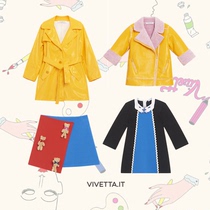 Ran Fish Shop VIVETTA Childrens Classic Finger Dress Leather Teddy Bear Short Skirt Casual Summer New