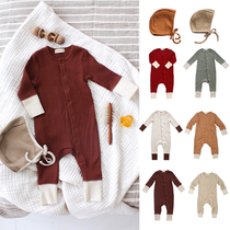 Ran fish shop FIN AND VINCE FW19 baby long sleeve jumpsuit newborn climbing suit summer New