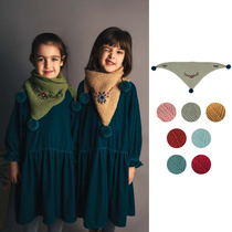 Ranyupu RKO AW22 autumn and winter childrens embroidered neck scarf embroidered knitted warm triangle scarf 6 colors