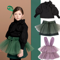 30 natural fish paving moque AW19 child lace harness with dress shirt short skirt casual summer new