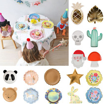But fish shop meri meri Christmas dinner plate birthday dinner plate Party picnic plate animal rainbow paper towel