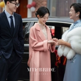 满庭芳 Двусторонное шерстяное демисезонное осеннее розовое шерстяное пальто