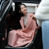 满庭芳 Двусторонное шерстяное демисезонное осеннее розовое шерстяное пальто