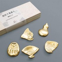 Japanese foil one gold leaf gold leaf ceramic Chopsticks holder 5 pieces of wood box suit chopstick Tootto chopstick pillow pen frame Wenzhen