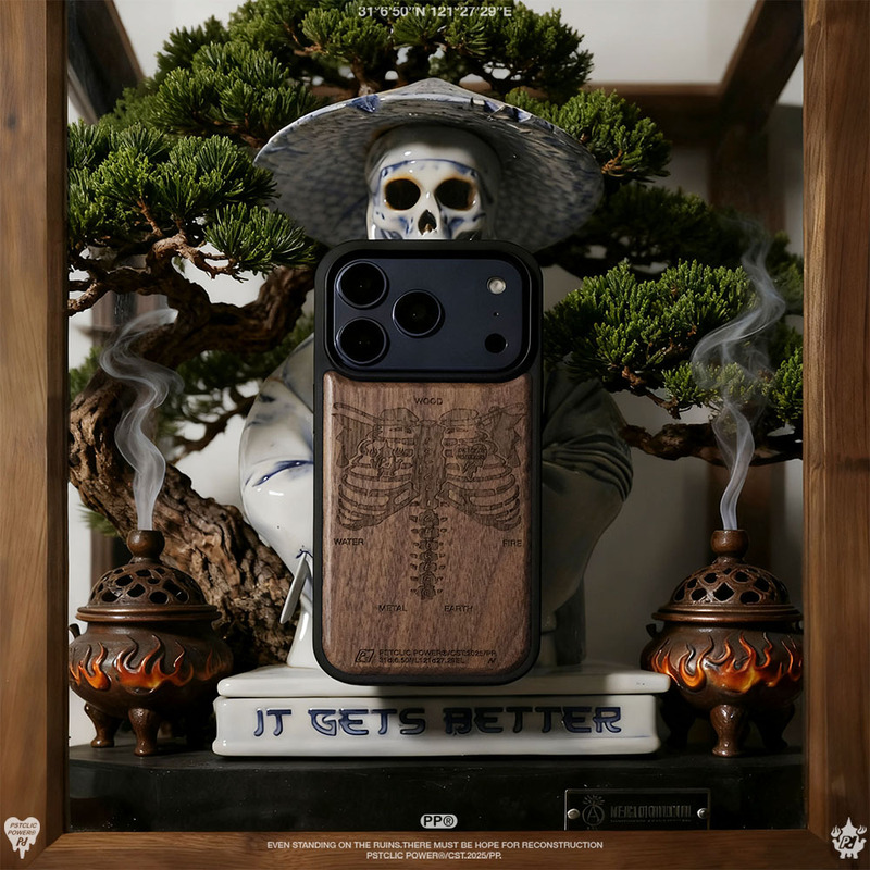 Trendy Brand Skull Walnut Original Phone Case Suitable for iPhone 17 Pro Max Apple iPhone 16 Pro Max Solid Wood Protective Case 15 Pro Wooden Full-Cover High-End Anti-Drop