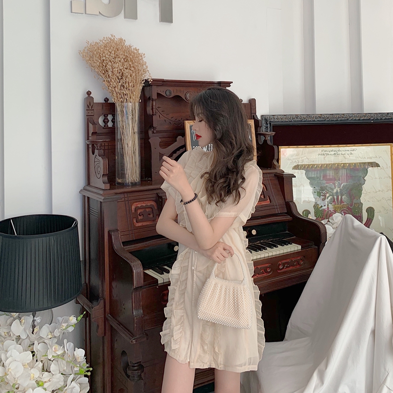 Váy nữ mùa hè 2019 mới voan ngắn tay phiên bản Hàn Quốc của cô nàng nhỏ nhắn xinh xắn siêu cổ tích - Sản phẩm HOT đầm thiết kế