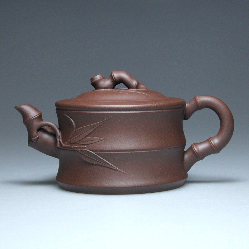 Yixing Purple Sand Pot Tea Set Wu Hailiang Pure Raw Mine Black Mound Head Old Purple Clay Bubble Teapot Handmade 250cc Bamboo Section Pot