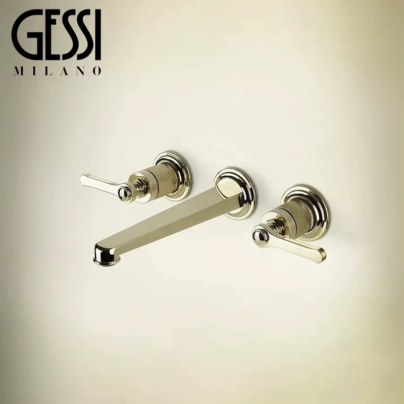 Italian Gessi Minimalist Venti20 All-Copper Concealed Wall-Mounted European-Style Retro Basin Faucet