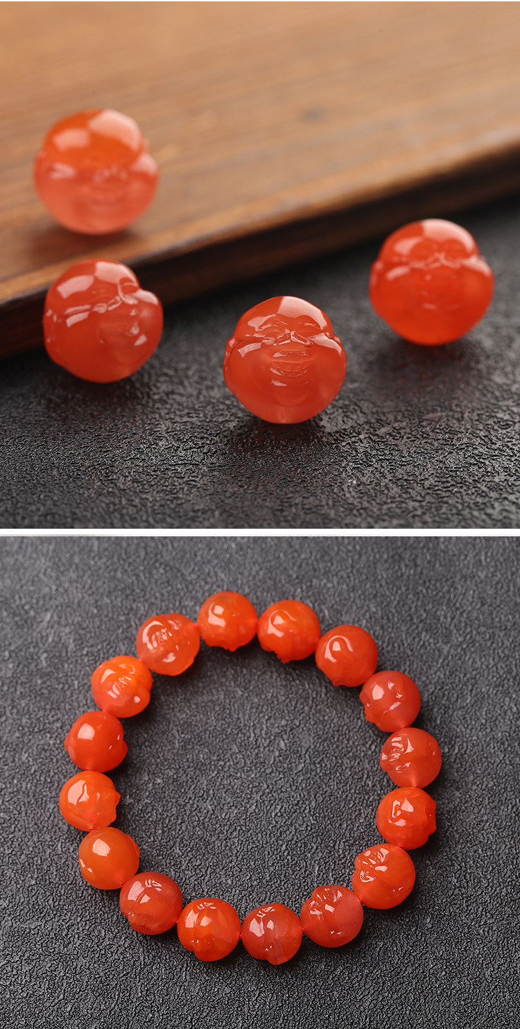 DIY аксессуары 天然满色满肉南红弥勒佛头笑佛文玩佛珠手串配珠金刚星月菩提配饰