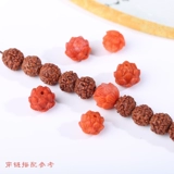 Натуральные красные резные бусы, украшение-шарик, четки бодхи, четки из круглых бусин, ожерелье, аксессуар