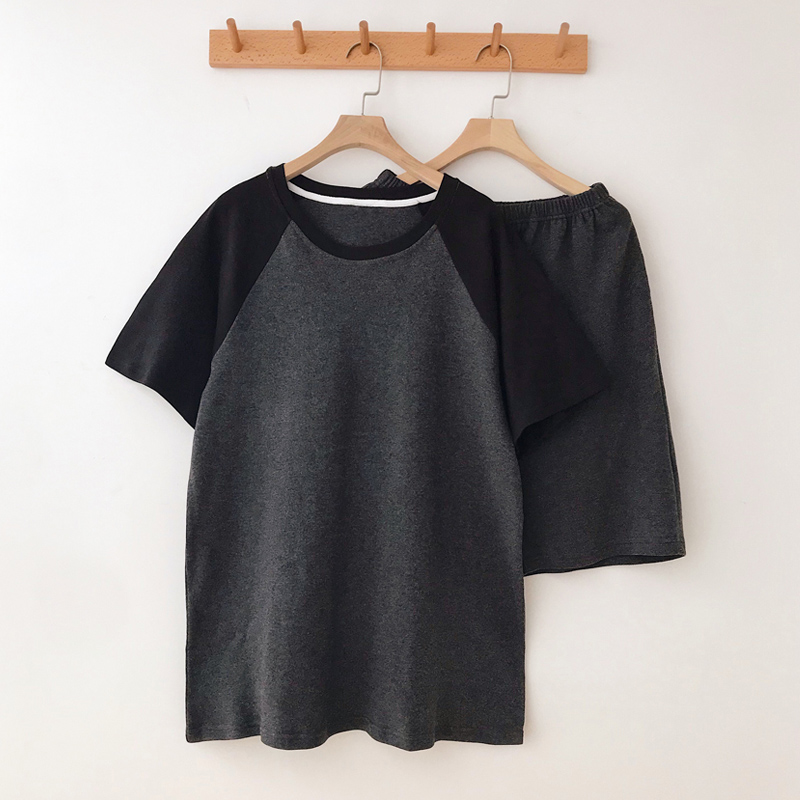 Couple sleepwear women Summer thin models Modale men short sleeve shorts pure color Home Residence Suit Loose Casual