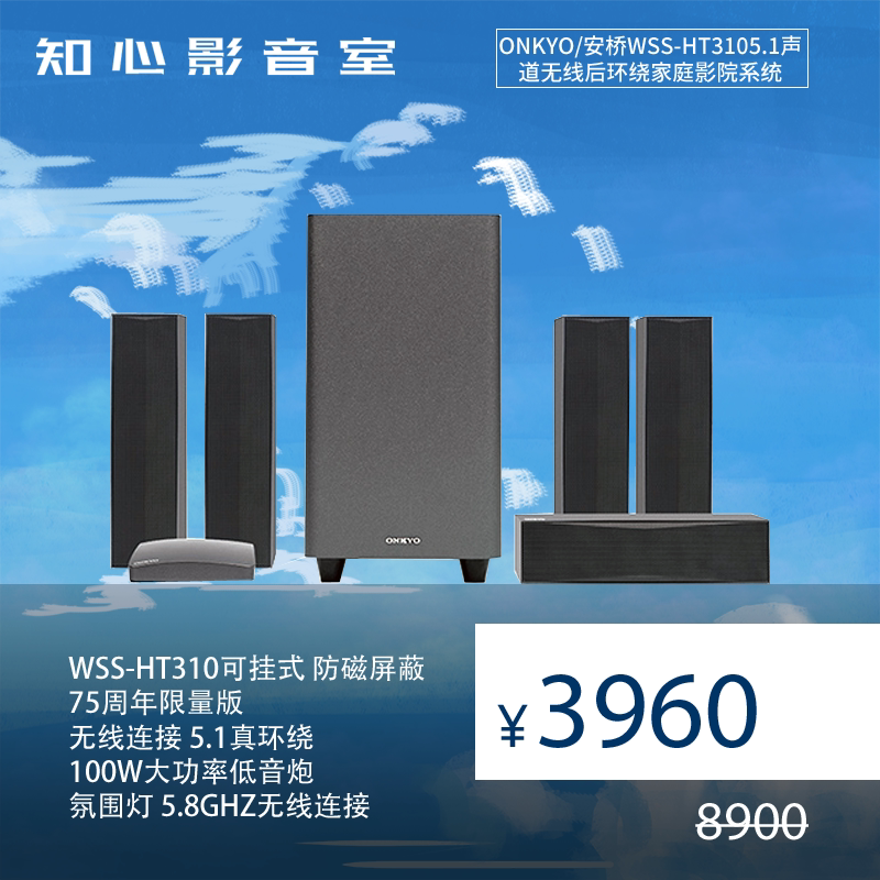Onkyo WSS-HT310 5 1-channel wireless surround home theater audio subwoofer set