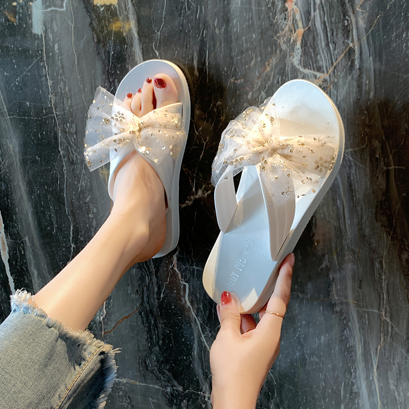 Summer Andromeda New Butterfly knot Shoes Fashion Nets Red Method Sandals Women Outwear Flat Bottom Shoes Lady Slippers